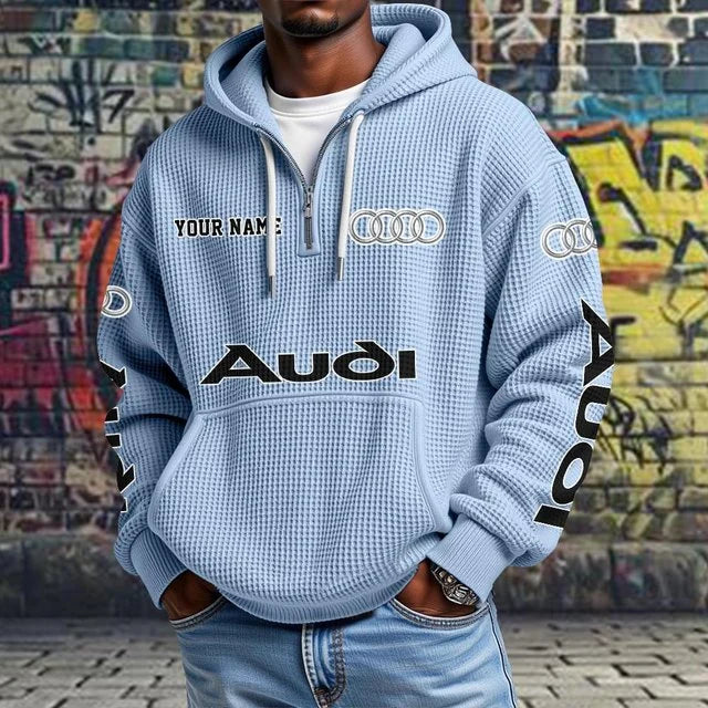 Audi Waffle Knit Quarter-Zip Hoodie – Custom Name Pullover