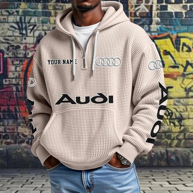 Audi Waffle Knit Quarter-Zip Hoodie – Custom Name Pullover