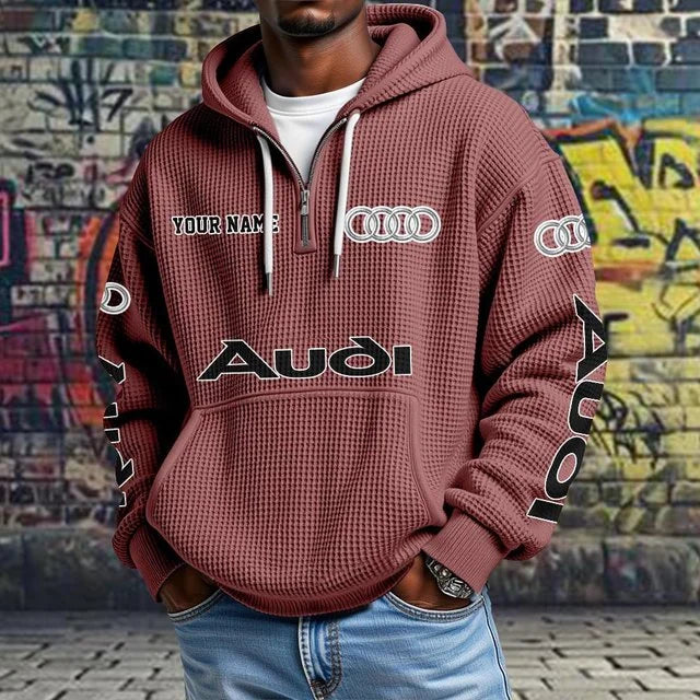 Audi Waffle Knit Quarter-Zip Hoodie – Custom Name Pullover