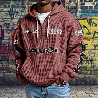 Audi Waffle Knit Quarter-Zip Hoodie – Custom Name Pullover