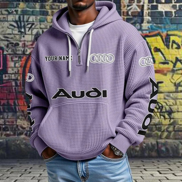 Audi Waffle Knit Quarter-Zip Hoodie – Custom Name Pullover