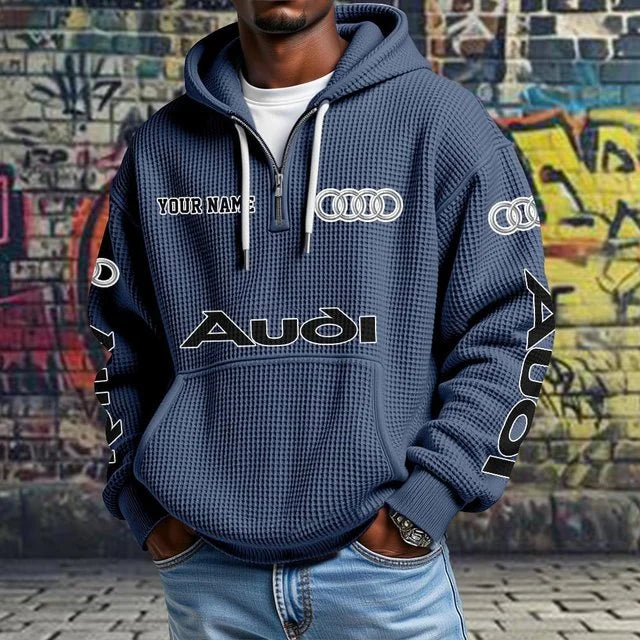 Audi Waffle Knit Quarter-Zip Hoodie – Custom Name Pullover