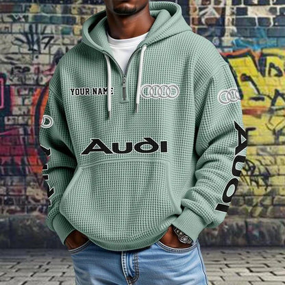 Audi Waffle Knit Quarter-Zip Hoodie – Custom Name Pullover