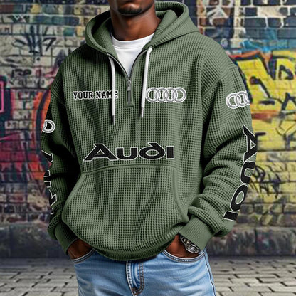 Audi Waffle Knit Quarter-Zip Hoodie – Custom Name Pullover