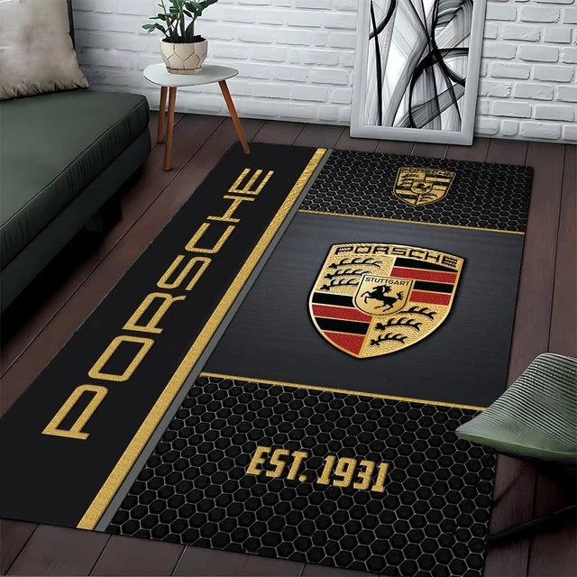 Porsche Area Rug – Luxury Car Logo Floor Mat
