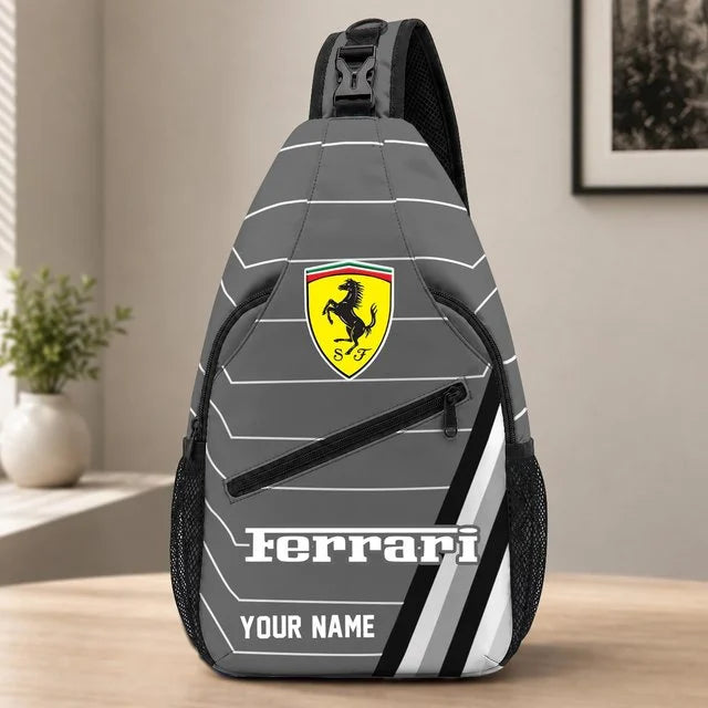 Ferrari Custom Name Sling Bag – Racing Style Crossbody Backpack