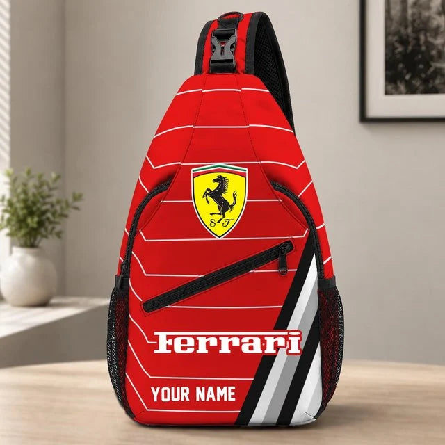 Ferrari Custom Name Sling Bag – Racing Style Crossbody Backpack