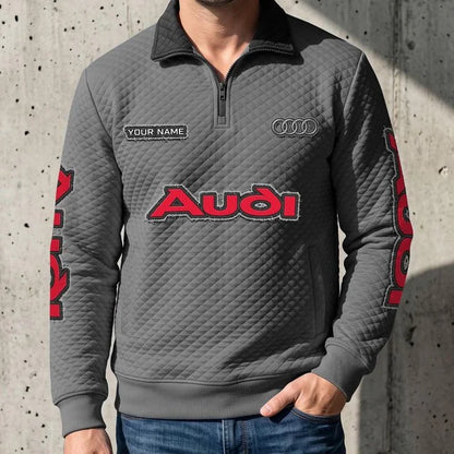 Audi Quilted Quarter-Zip Pullover Sweatshirt – Custom Name