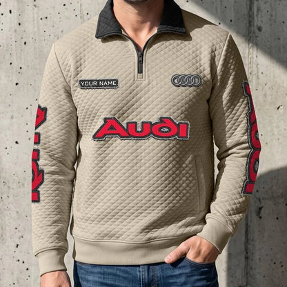 Audi Quilted Quarter-Zip Pullover Sweatshirt – Custom Name