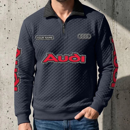 Audi Quilted Quarter-Zip Pullover Sweatshirt – Custom Name