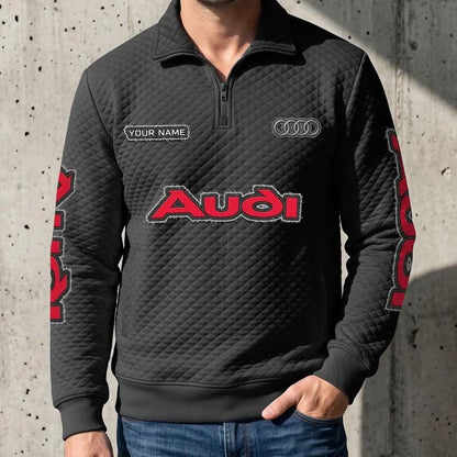 Audi Quilted Quarter-Zip Pullover Sweatshirt – Custom Name