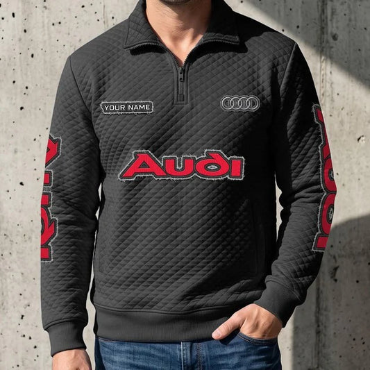 Audi Quilted Quarter-Zip Pullover Sweatshirt – Custom Name