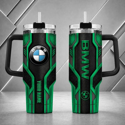 BMW Personalized Tumbler with Handle – Custom Name Insulated Travel Cup