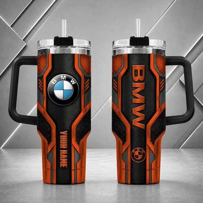 BMW Personalized Tumbler with Handle – Custom Name Insulated Travel Cup
