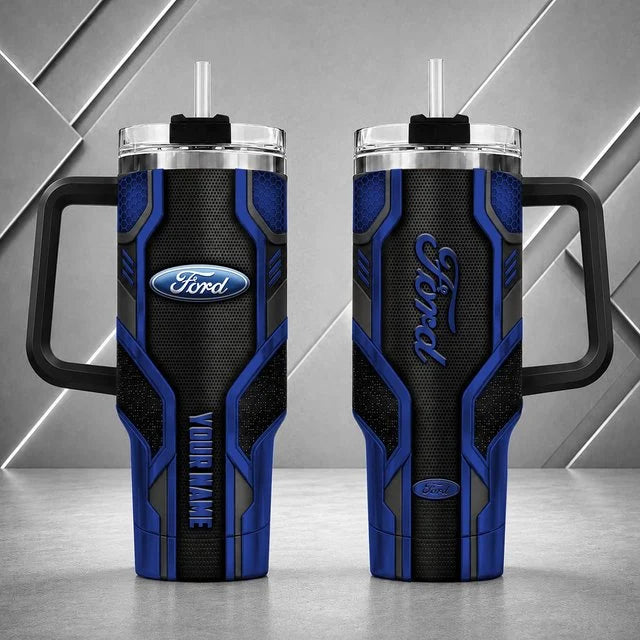 Ford Personalized Tumbler with Handle – Custom Name Insulated Travel Cup