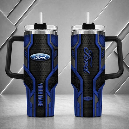 Ford Personalized Tumbler with Handle – Custom Name Insulated Travel Cup