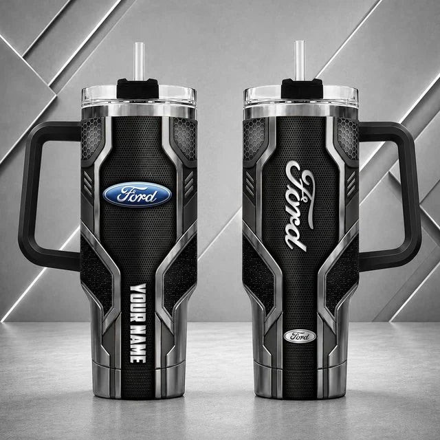 Ford Personalized Tumbler with Handle – Custom Name Insulated Travel Cup