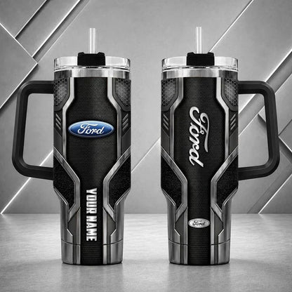 Ford Personalized Tumbler with Handle – Custom Name Insulated Travel Cup