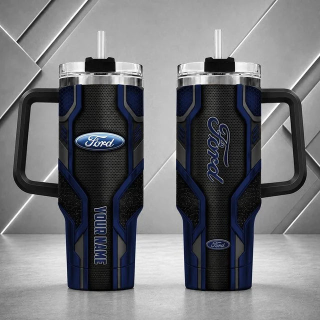 Ford Personalized Tumbler with Handle – Custom Name Insulated Travel Cup