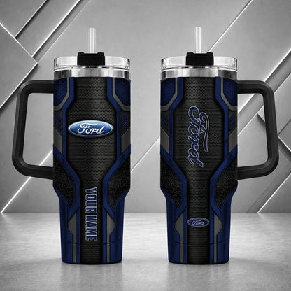 Ford Personalized Tumbler with Handle – Custom Name Insulated Travel Cup