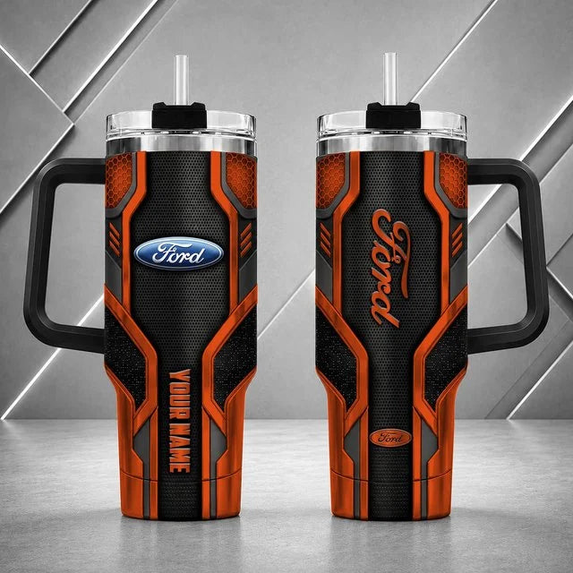 Ford Personalized Tumbler with Handle – Custom Name Insulated Travel Cup