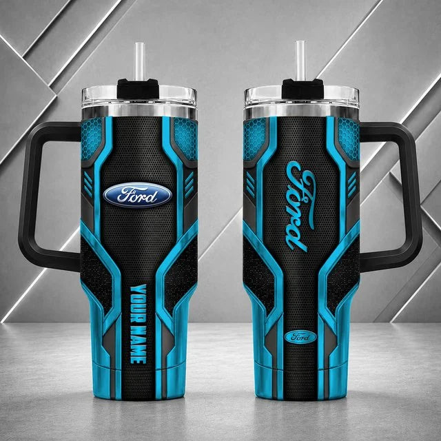 Ford Personalized Tumbler with Handle – Custom Name Insulated Travel Cup