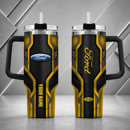 Ford Personalized Tumbler with Handle – Custom Name Insulated Travel Cup