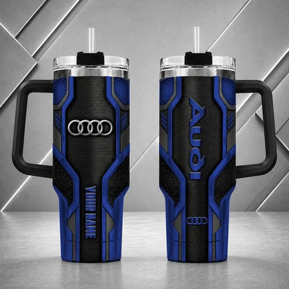 Audi Personalized Tumbler with Handle – Custom Name Insulated Travel Cup