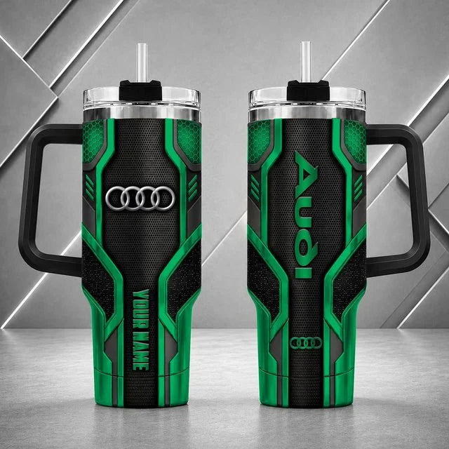 Audi Personalized Tumbler with Handle – Custom Name Insulated Travel Cup