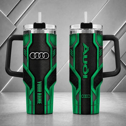 Audi Personalized Tumbler with Handle – Custom Name Insulated Travel Cup