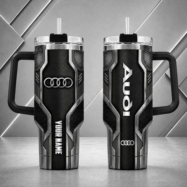 Audi Personalized Tumbler with Handle – Custom Name Insulated Travel Cup