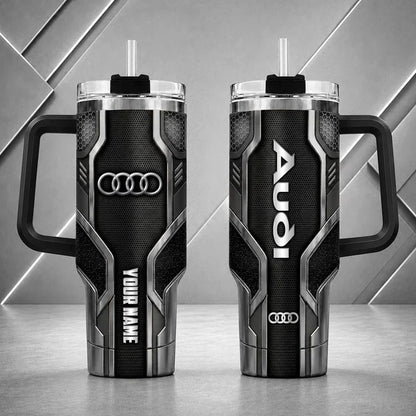 Audi Personalized Tumbler with Handle – Custom Name Insulated Travel Cup