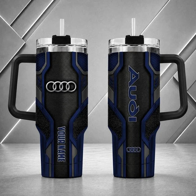 Audi Personalized Tumbler with Handle – Custom Name Insulated Travel Cup