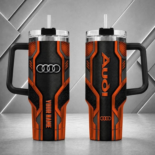 Audi Personalized Tumbler with Handle – Custom Name Insulated Travel Cup
