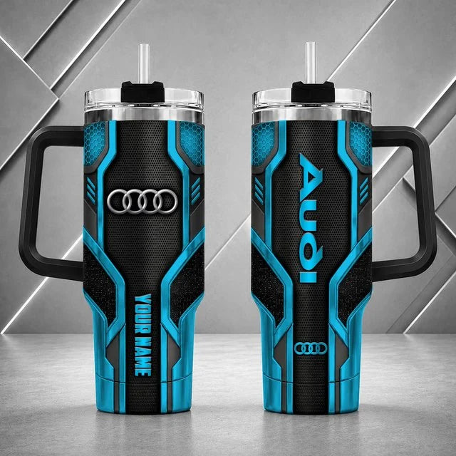 Audi Personalized Tumbler with Handle – Custom Name Insulated Travel Cup