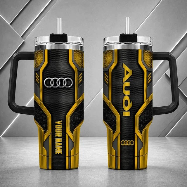 Audi Personalized Tumbler with Handle – Custom Name Insulated Travel Cup
