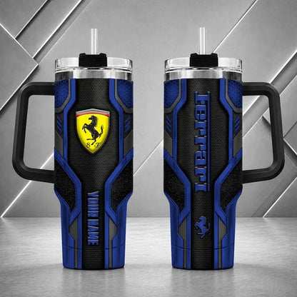 Ferrari Personalized Tumbler with Handle – Custom Name Insulated Travel Cup