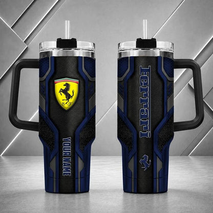 Ferrari Personalized Tumbler with Handle – Custom Name Insulated Travel Cup
