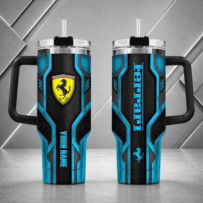 Ferrari Personalized Tumbler with Handle – Custom Name Insulated Travel Cup