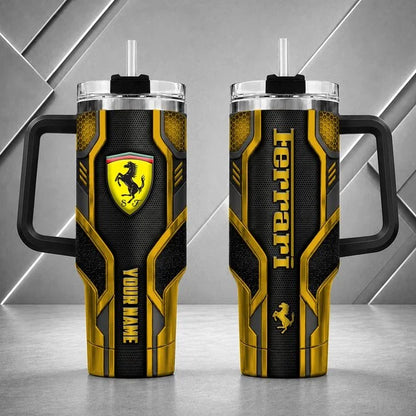 Ferrari Personalized Tumbler with Handle – Custom Name Insulated Travel Cup