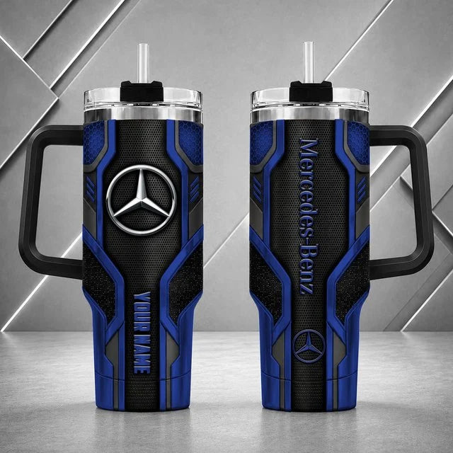 Mercedes Benz Personalized Tumbler with Handle – Custom Name Insulated Travel Cup