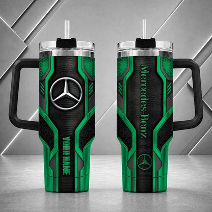 Mercedes Benz Personalized Tumbler with Handle – Custom Name Insulated Travel Cup