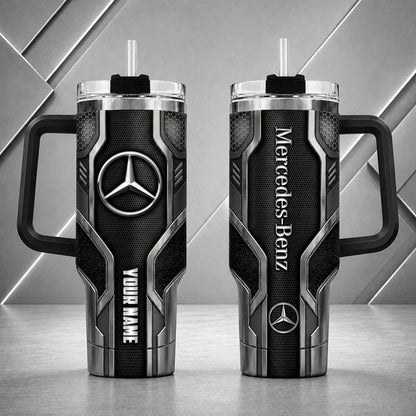 Mercedes Benz Personalized Tumbler with Handle – Custom Name Insulated Travel Cup