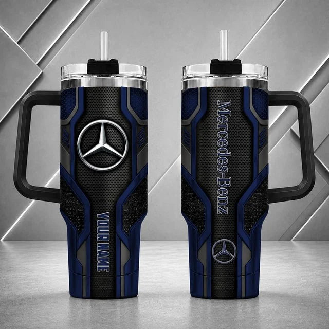 Mercedes Benz Personalized Tumbler with Handle – Custom Name Insulated Travel Cup