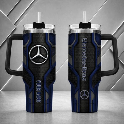 Mercedes Benz Personalized Tumbler with Handle – Custom Name Insulated Travel Cup