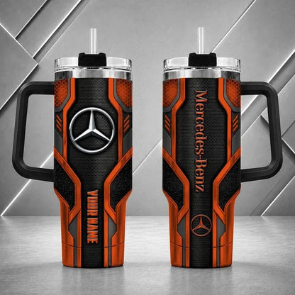 Mercedes Benz Personalized Tumbler with Handle – Custom Name Insulated Travel Cup