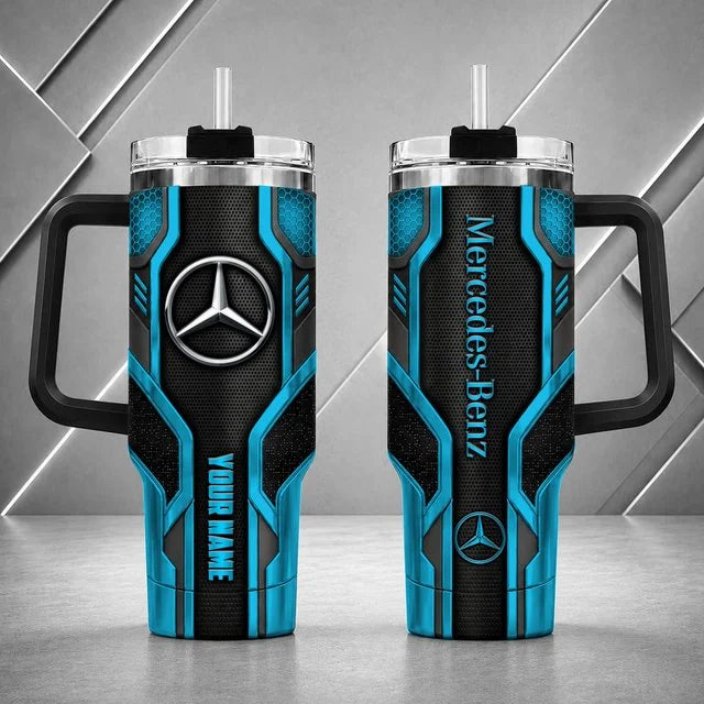 Mercedes Benz Personalized Tumbler with Handle – Custom Name Insulated Travel Cup