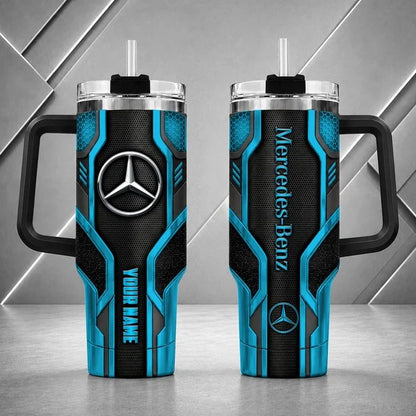 Mercedes Benz Personalized Tumbler with Handle – Custom Name Insulated Travel Cup