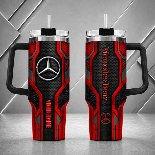 Mercedes Benz Personalized Tumbler with Handle – Custom Name Insulated Travel Cup