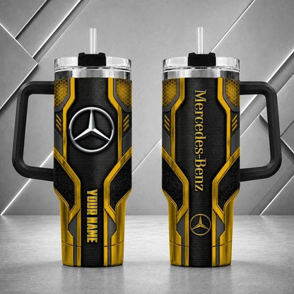 Mercedes Benz Personalized Tumbler with Handle – Custom Name Insulated Travel Cup